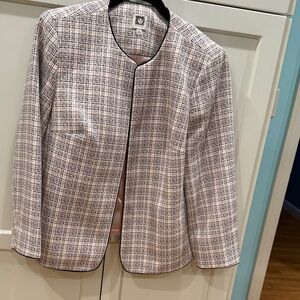 Anne Klein Women's Plaid Blazer - Black, White, and Pink